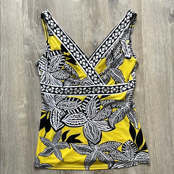 Cache Tops - Yellow and Black Floral Women's Top